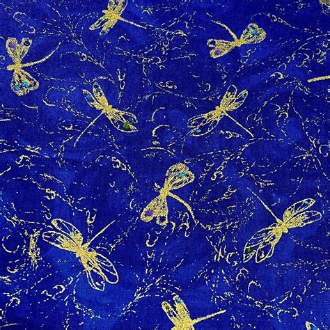 timeless treasures fly by night dragonflies mini metallic royal fabric|Timeless .